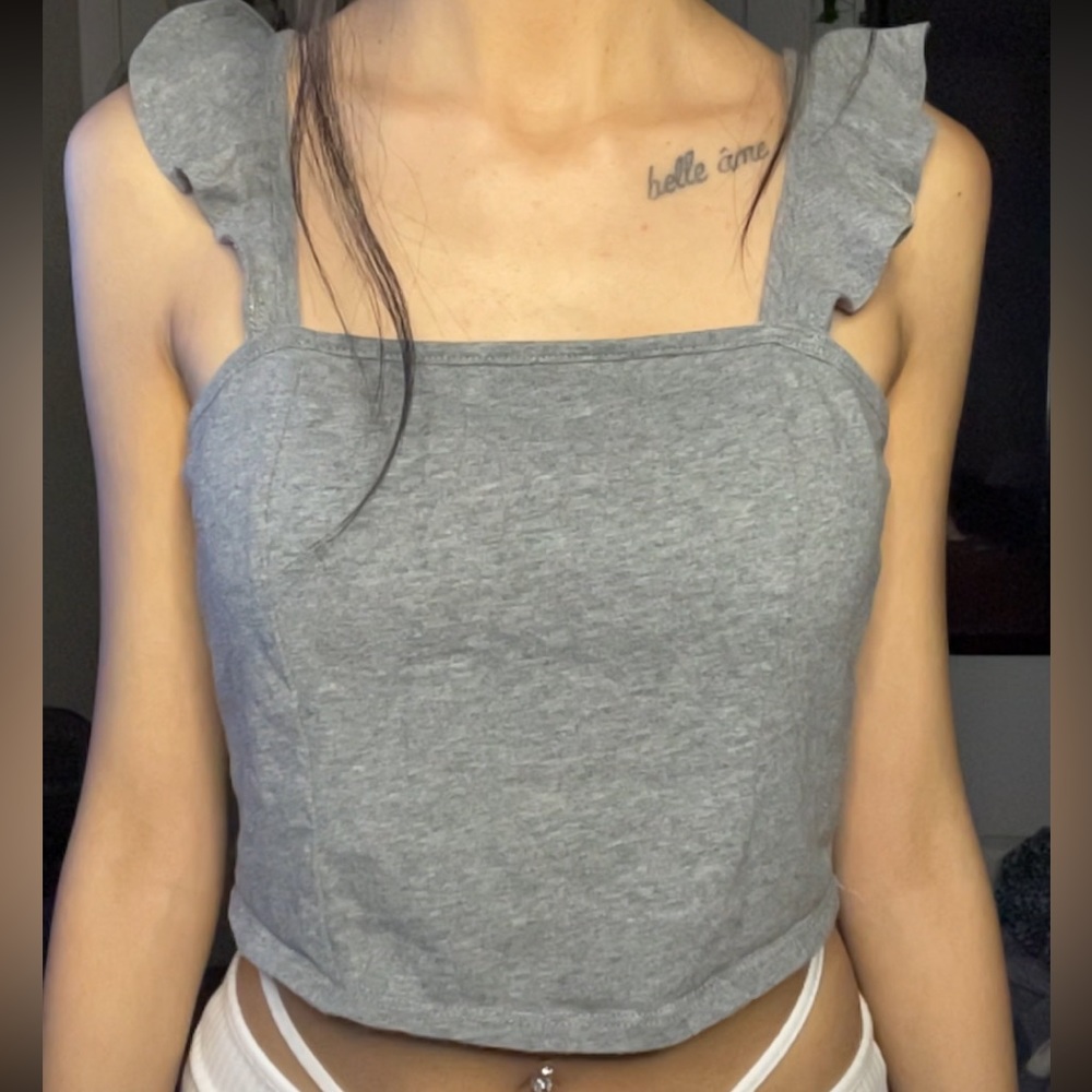 Ruffle strap crop top